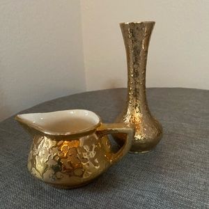 Vintage Hollywood Regency Bud Vase and Creamer.